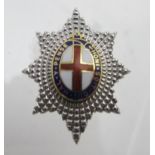 A 9ct white gold and enamelled Order of the Garter brooch, Honi soit qui mal pense,