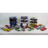A collection of 26 various Scalextrix cars, some boxed, including Lancia, Subaru, Porsche, Toyota,