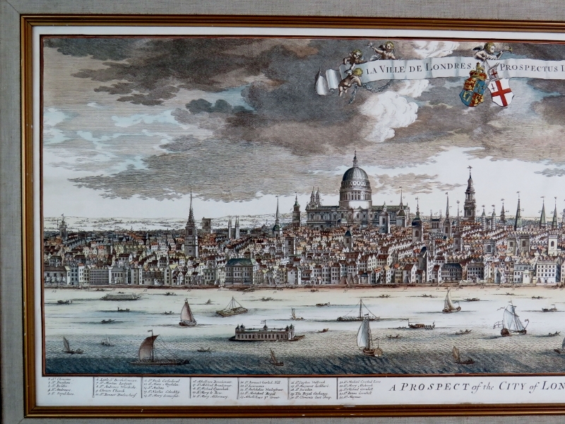 A good quality reproduction print of a Prospect of the City of London, by Johannes Kip, c1710. - Image 2 of 7