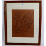 Attributed to Barbara Hepworth (1903-1975) - Preparatory pencil drawing on brown paper depicting