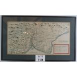 A hand coloured engraved map of Romney and Walland Marsh from Dugdales history of Imbanking and