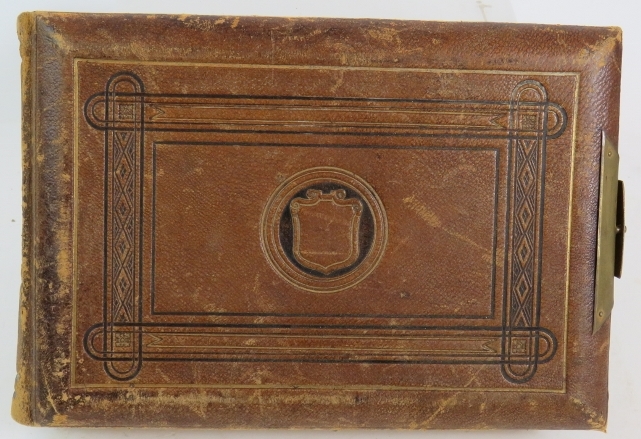 A Victorian leather bound photo album containing various family photos and a framed set of four - Image 3 of 5
