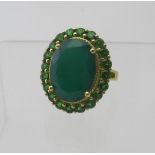 Large Russian diopside & green onyz dress ring, 12.