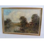 Francis E Jamieson (1895-1950) - 'Rural river landscape', oil on canvas, signed, 50cm x 75cm,