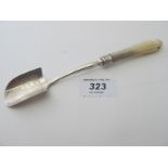 A silver stilton scoop, hallmarked London 1826, with added mother of pearl handle,