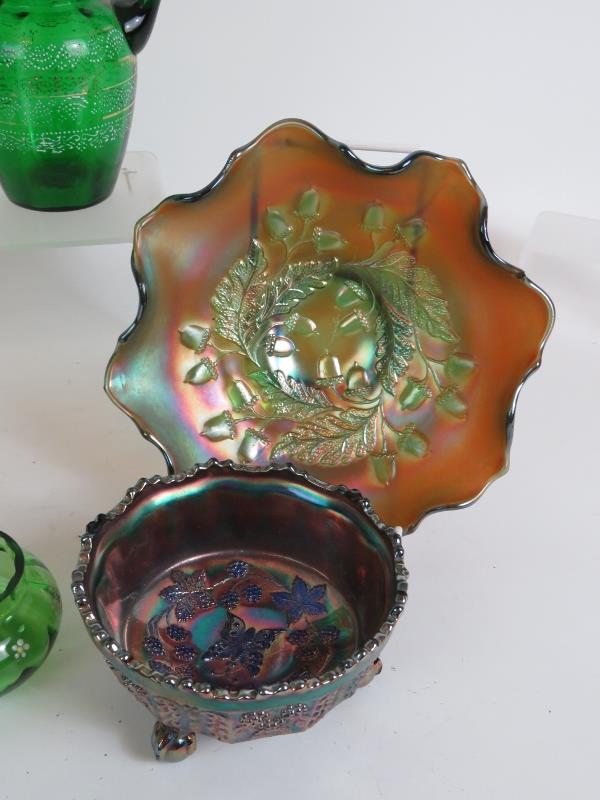 A collection of mainly 19th Century coloured glass including seven teal bowled glasses, - Image 6 of 6