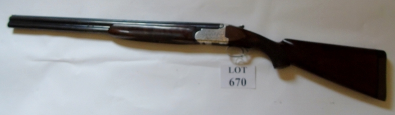 12g Franchi O/U shotgun, ser.no. 4102607. barrels 27", chambers 2.75", stock 15", vgc. section 2.