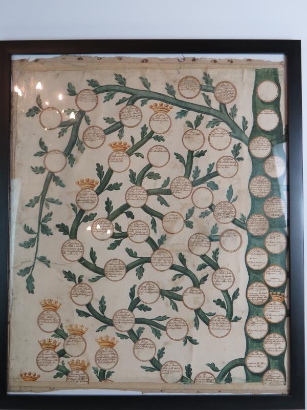 A framed fragment of a 17th Century family tree of colonial Portuguese dignitaries, - Image 2 of 5