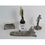 A WMF pewter Art Nouveau inkwell,