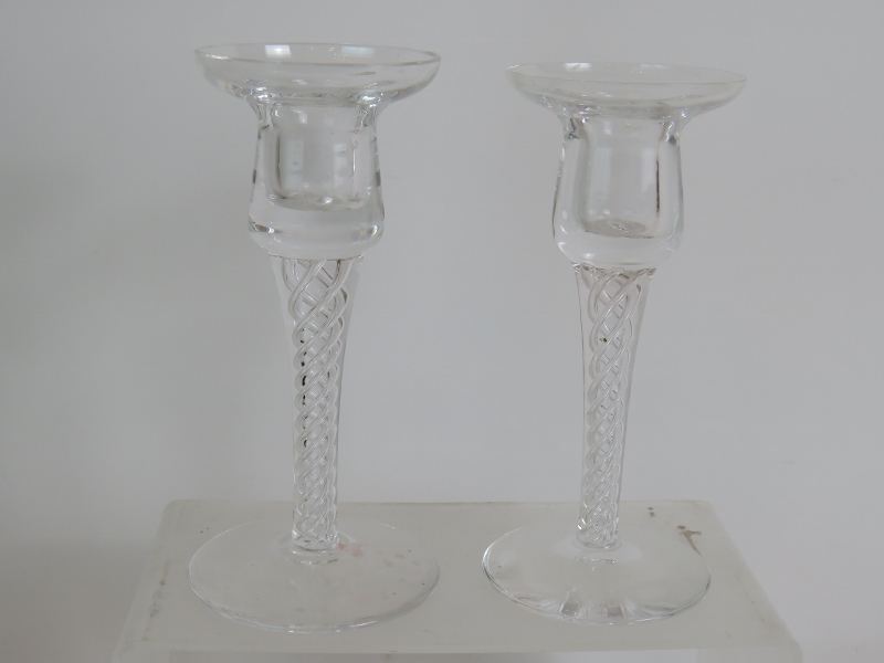 A near pair of Stuart crystal air twist stem candlesticks, height 16cm, - Image 2 of 4