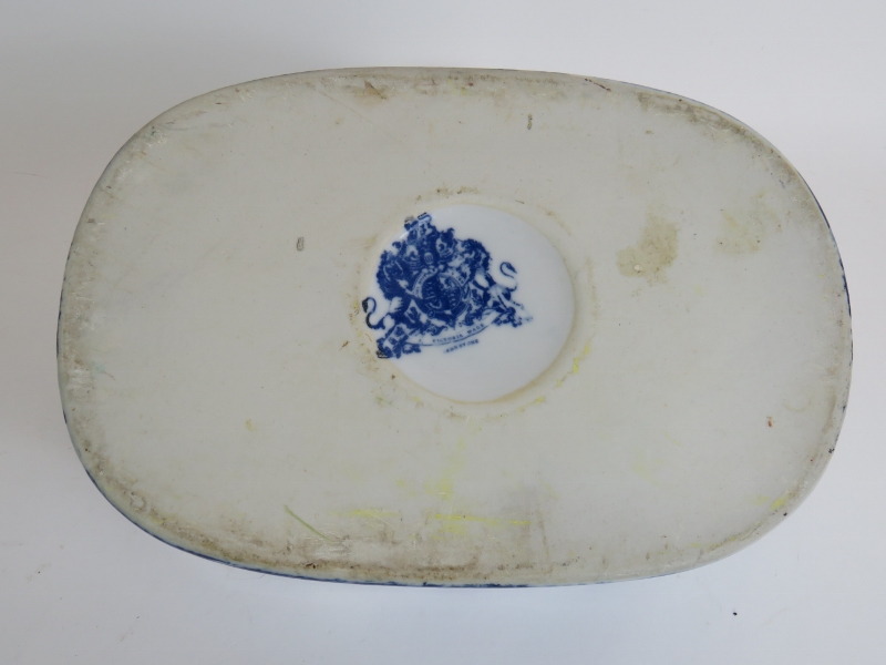 A Victoria Ware Ironstone blue and white transfer printed foot bath with pastoral scenes. - Image 4 of 4