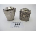 Two early 19th century Dutch silver boxed. Both a/f.