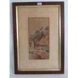 F I Letts (1892) - 'Sundrum', watercolour, signed, dated, titled, 40cm x 20cm, oak frame.