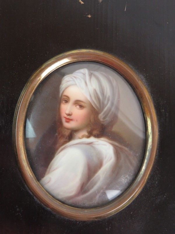 Four 19th Century continental portrait miniatures, two painted on porcelain ovals, - Image 3 of 6