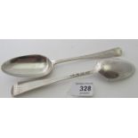 A pair of early Georgian silver 'lace back' serving spoons, London 1777, Thomas Tookey.