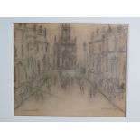 Attributed to Laurence Stephen Lowry RBA RA (1887-1976) - 'Street scene', pencil drawing,