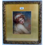 British School (19th century) - 'Study of an attractive young woman', watercolour, 24cm x 19cm,