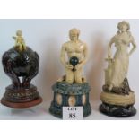 Three Late 20th Century studio pottery fantasy figurines by R. Stamp.