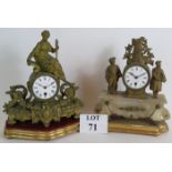 Two antique French Spelter mantel clocks, both with CH. VCNE Paris movements, tallest: 36cm.