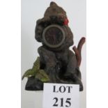 A cold painted cast iron Kasli Russian bear clock, C1960s.