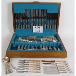 A 105 piece silver plated canteen of King's pattern cutlery by Slack and Barlow of Sheffield in