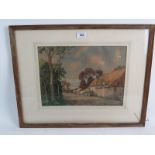 Henry Samuel Merritt (1884-1963) - 'Farmsteads', watercolours, a pair, signed, 27cm x 37cm, framed.
