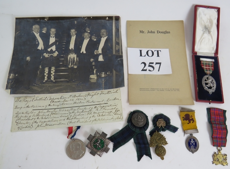 A group of Scottish and Caledonian Society Civic medals, some silver, belonging to John Douglas,