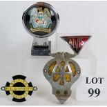 An Alvis car radiator badge, a 1960's AA badge with bar fitting,