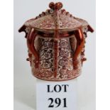 A 19th century Italian Cantagalli covered jar with overall hand painted copper lustre decoration