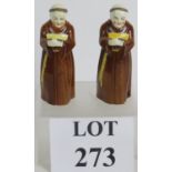A pair of Royal Worcester bone china Monk shaped candle snuffers, height 12.5cm.