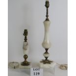 Two Retro 1970's/80's white onyx and brass table lamps. Tallest: 52cm. Condition report: No issues.