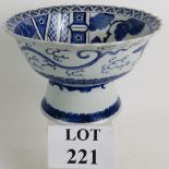 A blue and white Chinese pedestal bowl decorated in Wanli late Ming style.