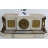 An Alabaster and gilt brass French Empire Revival mantel clock with Raingo Freres movement.