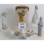 Three ceramic figures including one Lladro,