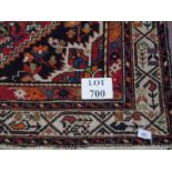 A fine Hamadan rug with central motif on cream ground and matching cream border. 206 x 1.