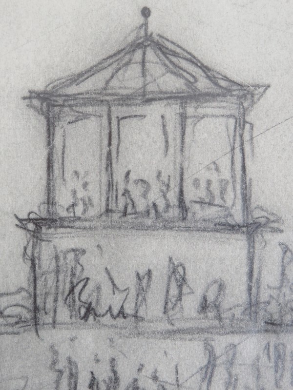 Attributed to Laurence Stephen Lowry RBA RA (1887-1976) - 'Bandstand', pencil drawing, - Image 5 of 12
