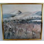Celia Perceval (Australian, b 1949) - 'Panoramic landscape', (possibly Australian hills),