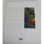 David Hockney (British b 1937) - A 1999 calendar, inscribed 'For Manuel Love David', to front cover.