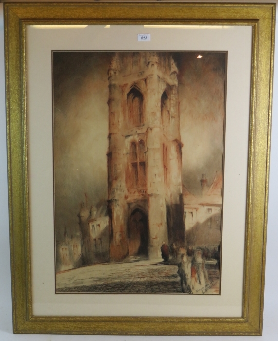 French School ('37) - 'Tourney', pastel, indistinctly signed, dated 25.5.