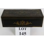 A highly quality Regency Ebony and Rosewood boulle work glove box with drop front.