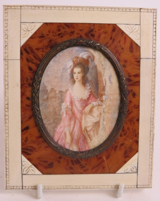 Four 19th Century continental portrait miniatures, two painted on porcelain ovals, - Image 6 of 6