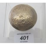 A Dutch silver Ducaton coin box with import mark for 1891. Condition Report: Some age related wear.