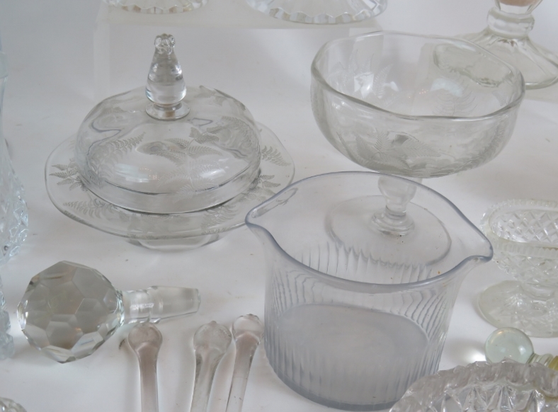 A large collection of vintage and antique glassware including vases, jugs, salts and candlesticks. - Image 5 of 5