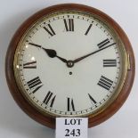 A Late 19th/Early 20th Century mahogany cased station clock with white dial showing traces of 'B R