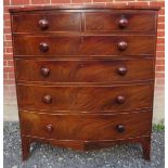 A 19th Century mahogany bow front chest of two short over three long oak lined graduated drawers