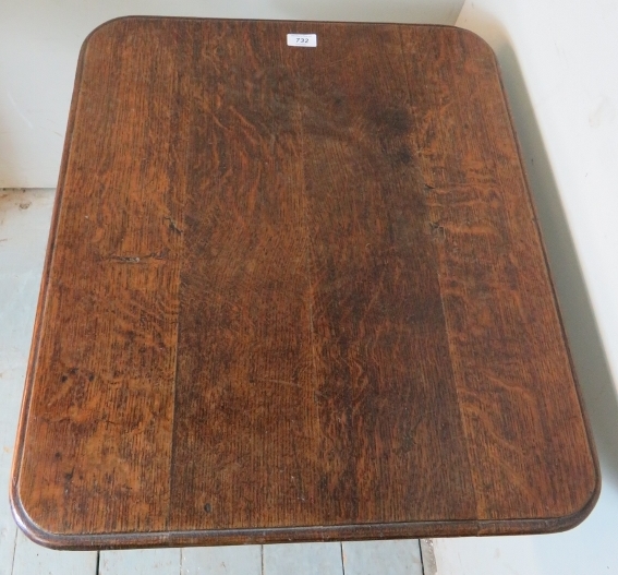 A 19th Century oak rectangular tilt top tripod table. Condition report: Good solid table. - Image 2 of 4