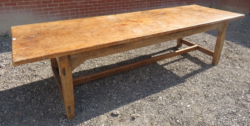 A fine 18th Century pine and fruitwood country refectory dining table of good rich colour and - Image 5 of 8