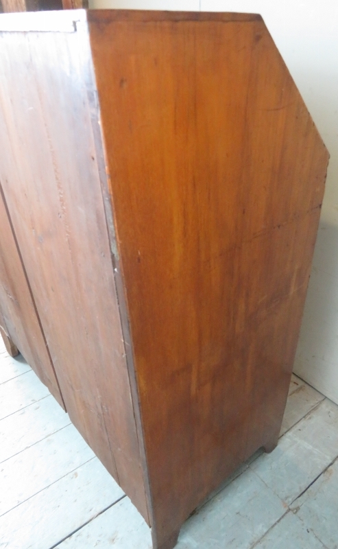 A George III pale mahogany bureau with a fall front flap opening to reveal a fitted interior over - Image 6 of 6