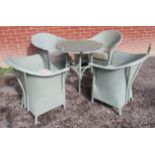 A contemporary Lloyd Loom (Spalding) whicker garden / conservatory table and chair set comprising