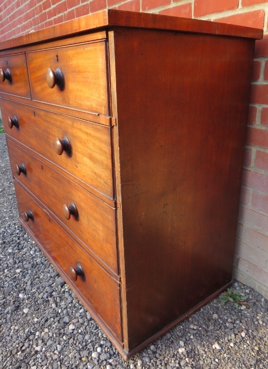 A 19th Century mahogany straight front chest of two short over three long graduated drawers with - Image 2 of 7